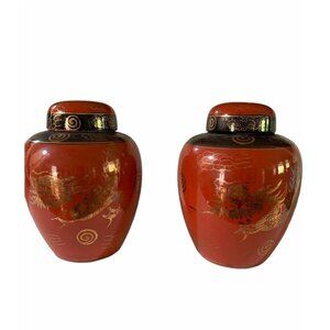 Vintage Asian set of 2 Ginger Jar With Lid